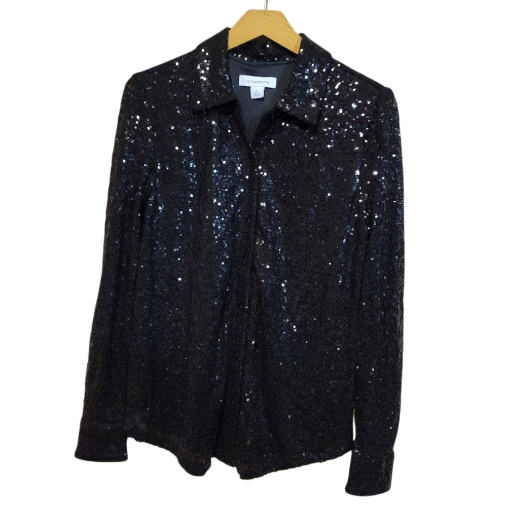 Womens Sequin Glitter Shiny Button Down Shirt‎ Ladies Clubwear Party Tops Blouse